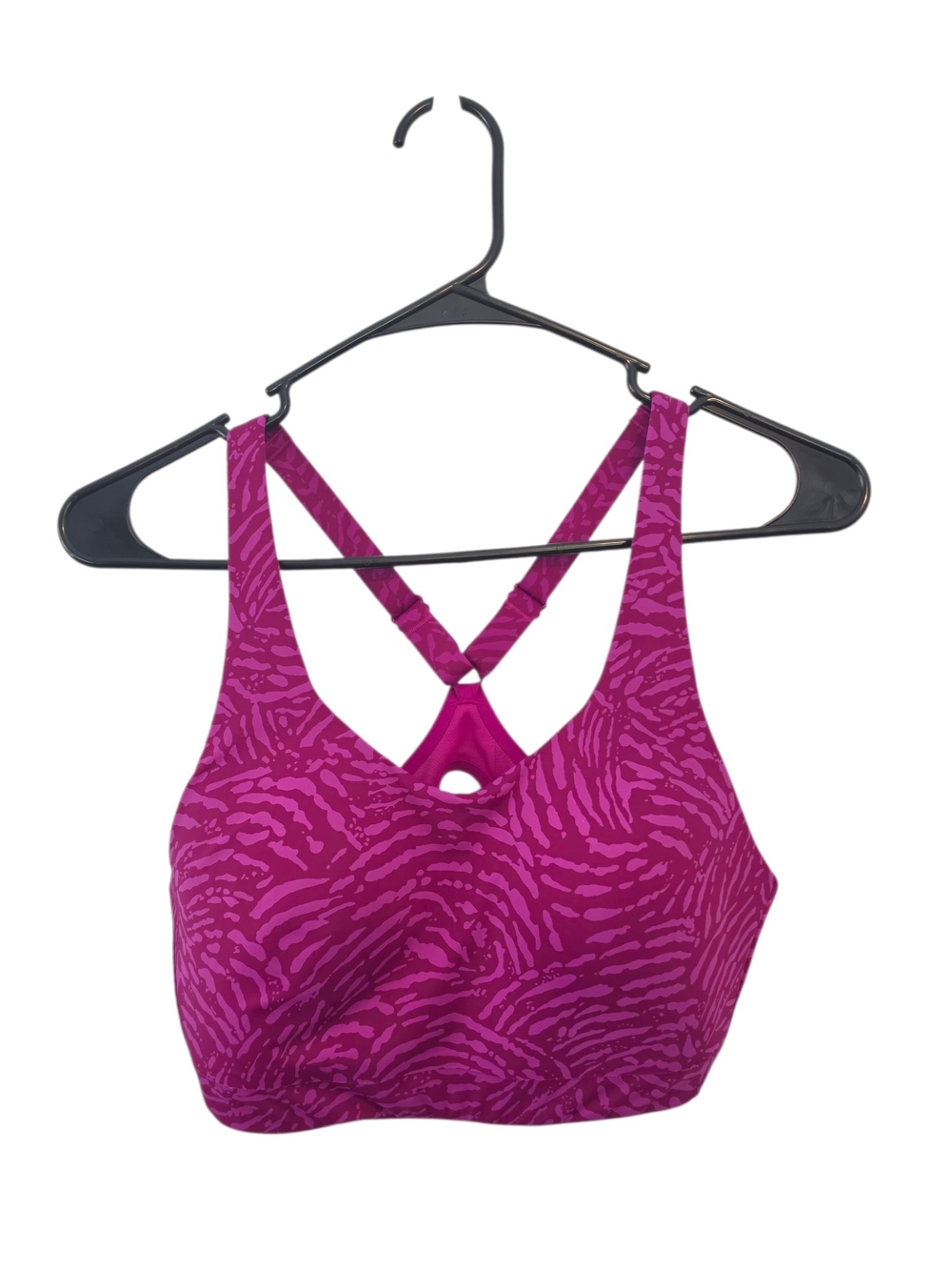Athleta Advance Pink Animal Print High Impact Molded Cups Sports Bra Size 36C